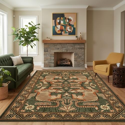 GarveeHome Large Tiger 9x12 Area Rugs Boho Washable Vintage Living Room Rug - Image 2