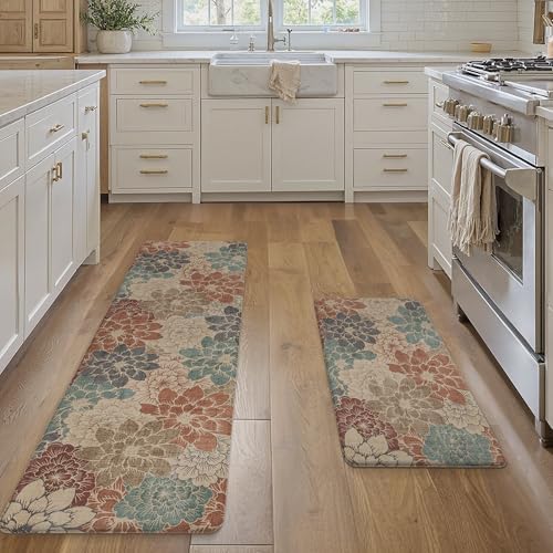 GENIMO Anti Fatigue Kitchen Mats for Floor 2PCS, Standing Rugs, Brick Red - Image 6