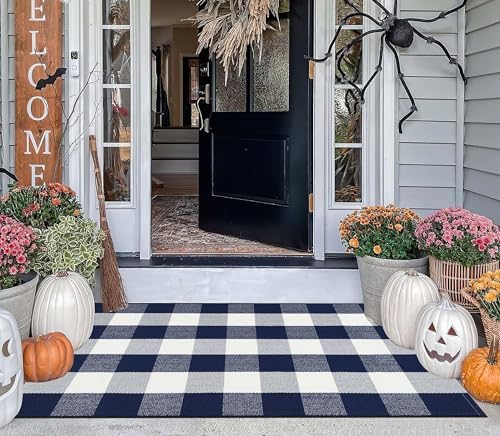 Blue and White Layered Doormat,27.5"x43.3"Fall Door Mat Outdoor For Porch by BUAGETUP