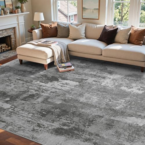 5x7 Ft Abstract Washable Area Rugs for Living Room Dark Grey - Image 3