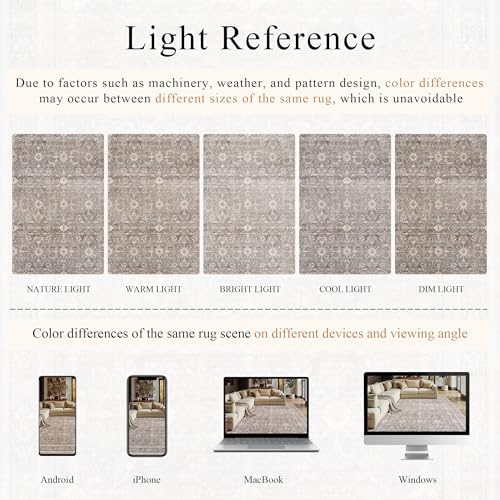 Schweek 9x12 Washable Area Rug Neutral Large Rugs for Living Room Taupe - Image 6