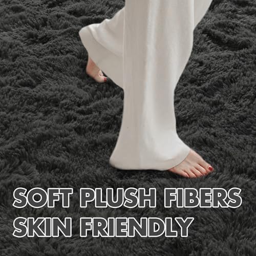 4x6 Ft Shag Rugs for Bedroom Living Room, Ultra Soft Fluffy Furry Area Rugs for Indoor Floor, Aesthetic Carpet for Kids Home Decor (Grey) - Image 5
