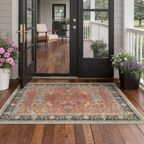GENIMO Indoor Outdoor Rug, Washable for Patio and Deck, Rust Blue, 3x5 - Image 4