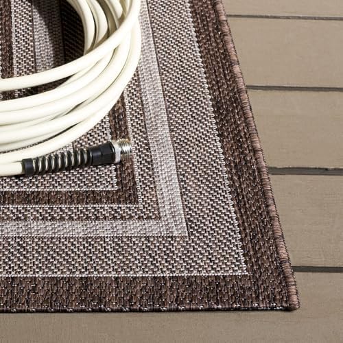 SAFAVIEH Washable Rug Outdoor Courtyard Collection - 5'3" x 7'7", Grey & Brown, Non-Shedding & Easy to Clean, Ideal for Patio, Backyard, Mudroom (CY8475-36312) - Image 5
