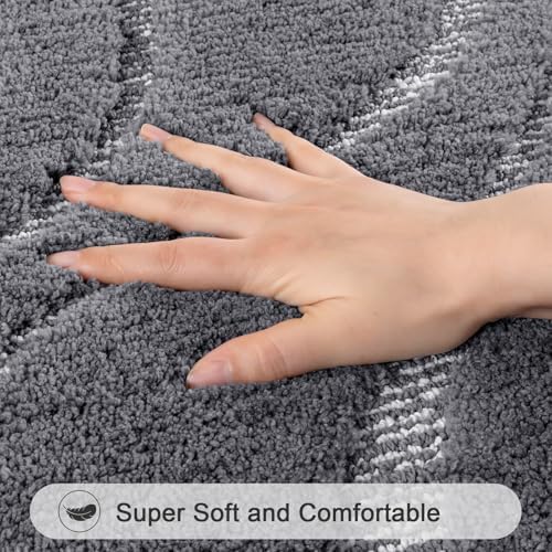 HEBE Bathroom Rugs Sets 5 Piece, Non Slip Washable Absorbent Bath Mat Set - Image 3