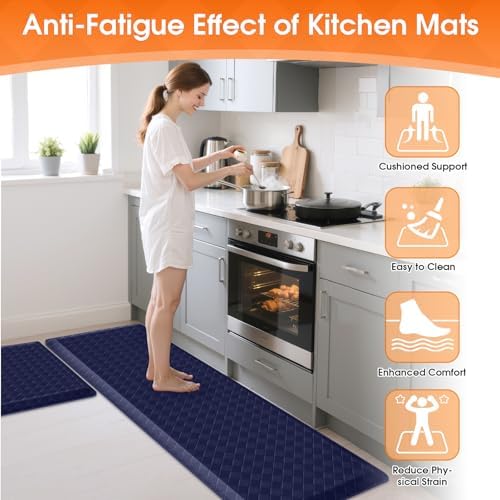 TranquilRelax 4/5 Inch Cushioned Anti Fatigue Kitchen Mats for Floor, Blue - Image 4