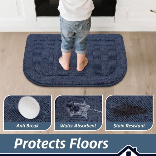 BEQHAUSE 30x18 Inch Kitchen Rugs Non Slip Washable Sink Rug, Navy Blue - Image 4