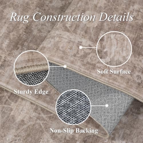 Washable 8x10 Living Room Soft Area Rug Boho Light Taupe Large Carpet - Image 7