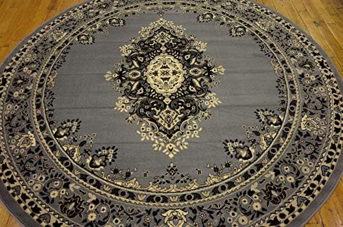 Unique Loom Reza Collection Traditional Persian Style Area Rug, 8' 0" x 8' 0", Gray/Ivory - Image 5