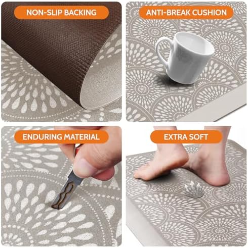 Mattitude 4/5 Inch Kitchen Mat, 17.3x39in Heavy Duty Ergonomic Comfort Foam Standing Desk Mat, Waterproof Non-Slip Standing Mats and Rugs for Kitchen, Office, Khaki - Image 4