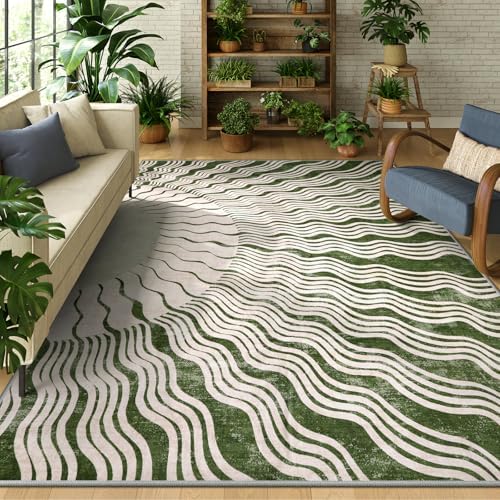Hedlive Boho 8x10 Area Rugs, Soft Washable Rugs 8x10 Green Rugs for Living Room, Ultra-Thin Non-Slip Bedroom Rug Classroom Rug Large Carpet for Nursery Dining Room (8x10ft,Green/Multi) by Hedlive