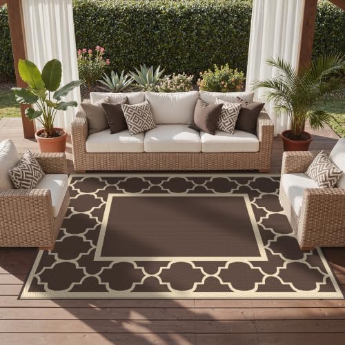 GENIMO Outdoor Rug, Waterproof Plastic Rugs for Patio, 8'x10' Coffee Beige - Image 5