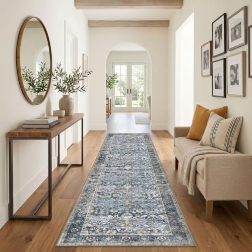 KUTA Vintage Long Runners for Hallways 3x12 Blue Grey Beige Washable - Image 4