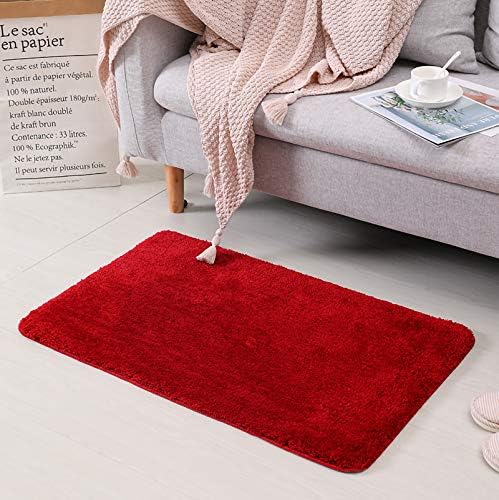 Red Bathroom Rugs Water Absorbent Chenille Bath Mat for Bathroom Machine Washable Shower Mats Bath Rug for Kids Shower Tub,20" x 32",Red - Image 2