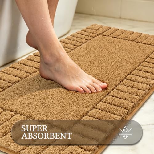 Pauwer Bathroom Rugs Sets 3 Piece, Microfiber Bath Mat Set, Mustard - Image 4