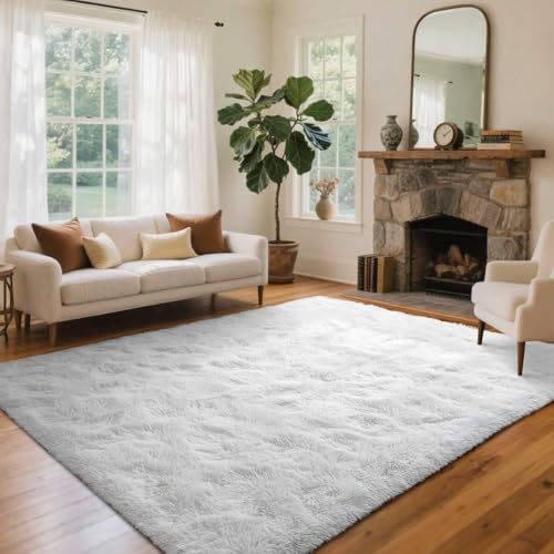 Area Rugs for Living Room, 5x7 Feet Soft Fluffy Shagg Plush Rug High Pile Large Indoor Modern Non-Slip Floor Carpet for Bedroom Nursery Kids Home Room Dorm Decor Aesthetic White - Image 3