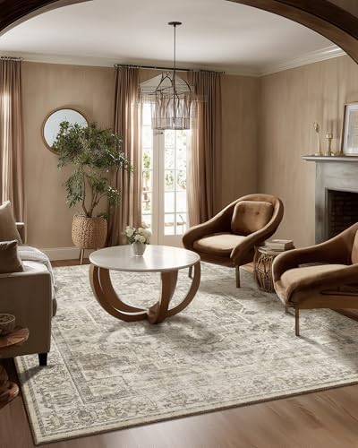 Washable Area Rugs for Living Room: 5x7 Bedroom Area Rugs Boho Vintage Rugs Stain Resistant Non Slip Low Pile Soft Lightweight Carpet for Kitchen Dining Room Farmhouse Nursery Kids Room Home Office by palohom
