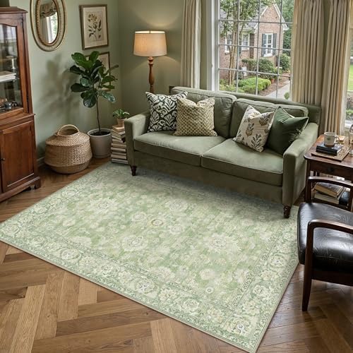 6x9 Green Neutral Area Rug by WondRg
