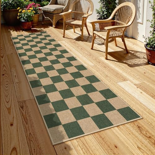 Lahome Checkered Easy Jute Kitchen Runner Rug, 2x8 Outdoor Rugs Washable - Image 6