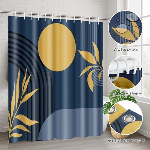 Boho Bathroom Sets with Shower Curtain and Rugs, Set of 4 Abstract - Image 6
