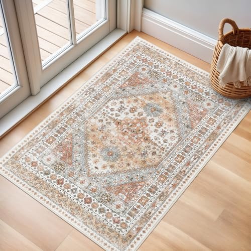 zesthome 2x3 Rug Non Slip, Small Washable Entryway Rug,Orange by Zesthome