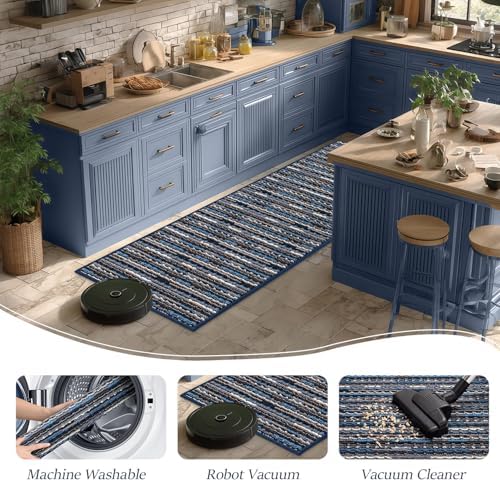 BSICPRO Kitchen Rugs Sets of 2, Non Slip Kitchen Mats for Floor, Navy Blue - Image 6