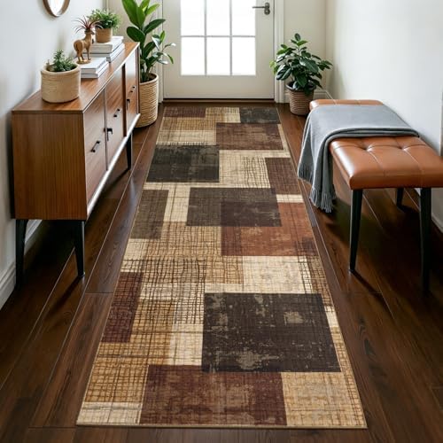 Washable 2x8 Runner Rug for Hallway Kitchen Bedroom, Red-Brown - Image 5