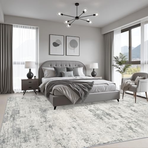 5x7 Area Rug Living Room: Modern Washable Indoor Soft Carpet Gray - Image 3
