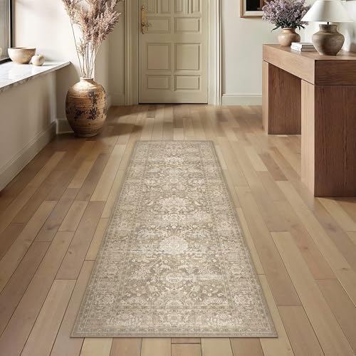 HUGEAR Hallway Runner Rugs 2x6 Beige Vintage Rug by HUGEAR