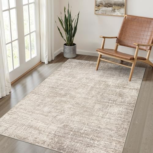LOONGRUG 3x5 Rug Washable Neutral Modern Rug for Entryway Kitchen Brown by LOONGRUG