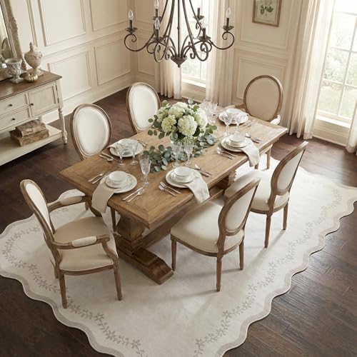 GarveeHome 5x7 Scalloped Area Rug Beige Washable Bedroom Living Room Rug - Image 3