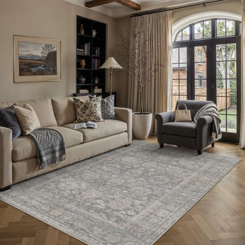 HUGEAR Brown Area Rug 5x7 Washable Neutral Rug for Living Room by HUGEAR