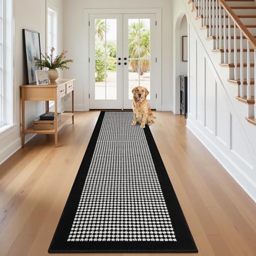 Ileading Hallway Runner Rug 2'x10' Heavy-Duty Durable Entryway Floor Mat with Non Slip Rubber Backing for Busy Traffic Extended Indoor Doormat Machine Washable Helloween Kitchen Throw Rug（Black&White） by Ileading