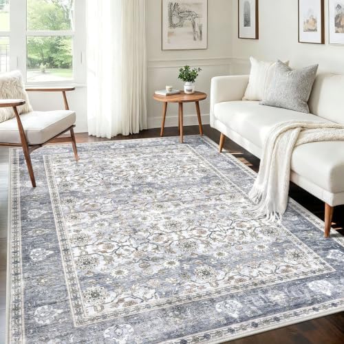 KUTA Vintage Area Rugs 5x7 Grey Blue Washable Rugs for Living Room by KUTA