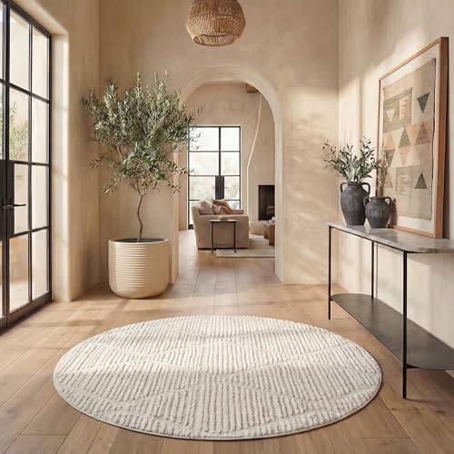 SAFAVIEH Marrakesh Collection Area Rug - 6'7" Round, Beige, Moroccan Trellis Design, Non-Shedding & Easy to Clean, Ideal for Living Room, Bedroom, Dining Space (MRK517C) by Unknown