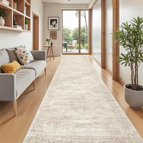 2'6 x 14' Runner Rug Non Slip,Washable Kitchen Rugs,Beige - Image 3