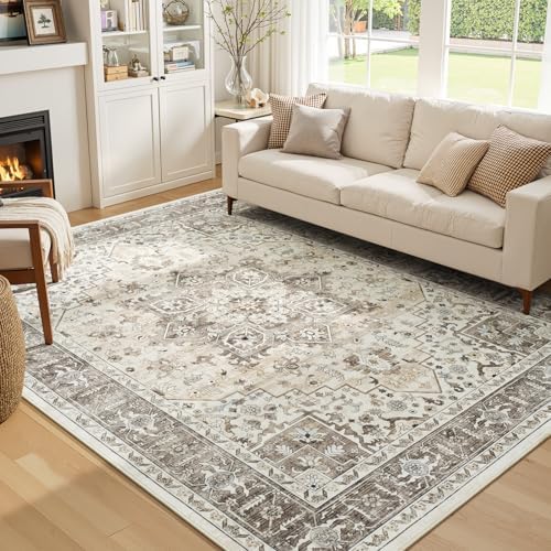 5x7 Area Rugs for Living Room, Boho Washable Bedroom Rug Camel - Image 5