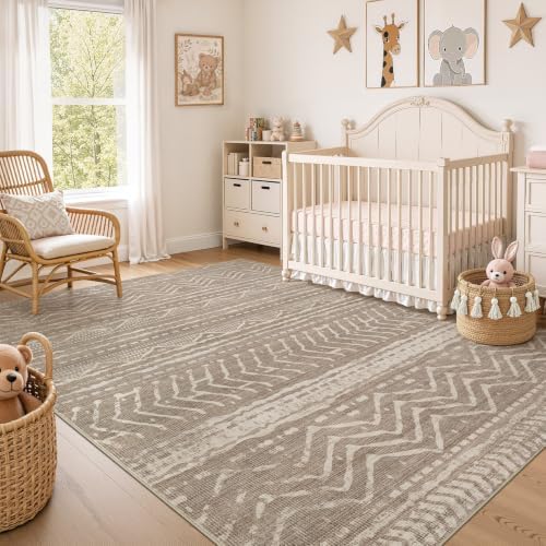Nakagishi Area Rug Living Room Rugs: 12x18 Large Soft Machine Washable Boho Moroccan FarmNeutral Stain Resistant Indoor Floor Carpet for Bedroom Under Dining Table Home Office Decor-Dark Brown - Image 7