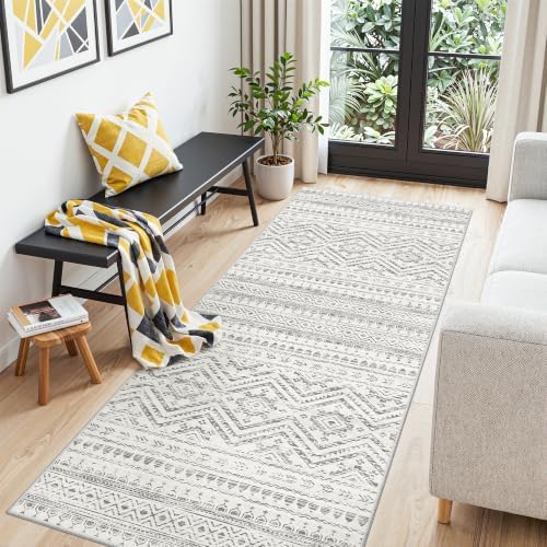 Miukiki 3x8 Washable Runner Rug Hallway Soft Non Slip Indoor Rug Grey by Miukiki