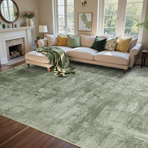 5x7 Ft Abstract Washable Area Rugs for Living Room Green - Image 3