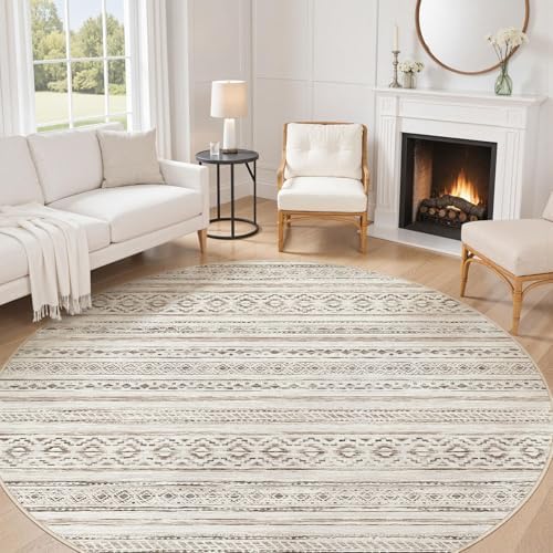 cotiled 8x8 Round Rug 8ft Circle Living Room Boho Area Rugs by COTILED