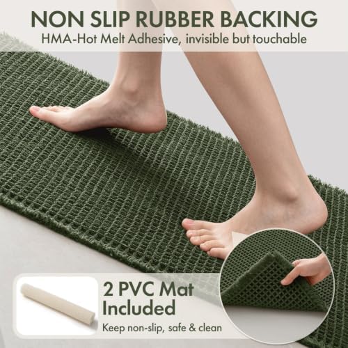 MIULEE Christmas Hunter Green Set of 2 Waffle Bathroom Rugs 17"x24"+18"x30" - Image 3