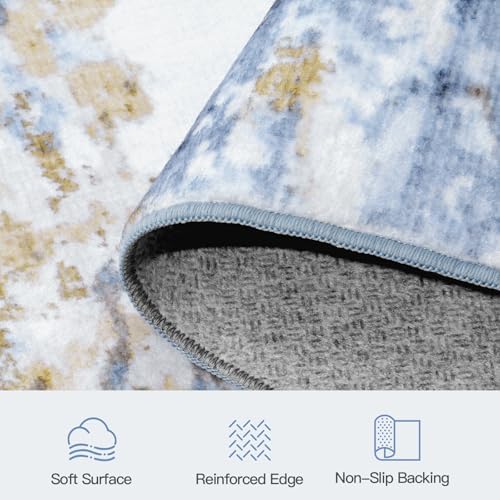 9x12 Area Rug for Living Room, Abstract Washable Large Rugs, Light Blue - Image 7