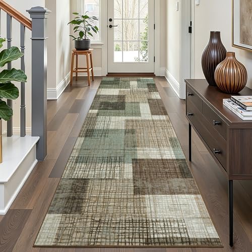 Washable 3x10 Runner Rug for Hallway Kitchen Bedroom, Green by Ailyei