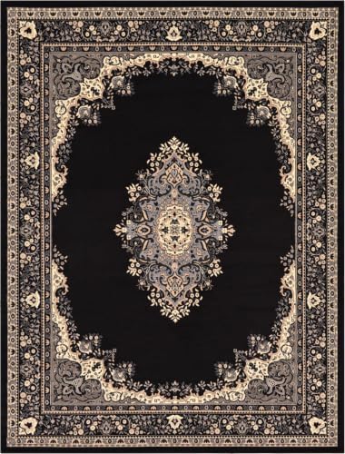 Unique Loom Reza Collection Traditional Persian Style Area Rug, 9 ft 10 in x 13 ft, Black/Beige by UniqueLoom