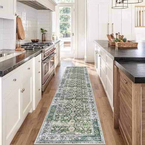KUTA Vintage Washable Runner Rug 2x8 Green Runners for Hallways - Image 4