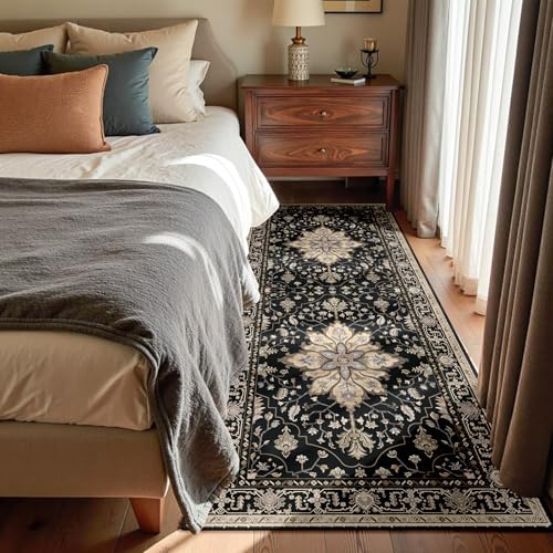 RELEANY Washable Area Rug, Runner 3'x7', Black/Neutral - Image 2