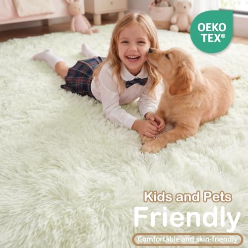 PAGISOFE Fluffy Shag Area Rugs for Bedroom Living Room, Cream White Super Soft Fuzzy Shaggy Carpets for Girls Boys Bedroom,Indoor 4x6 Bedside Rug Kids - Image 5