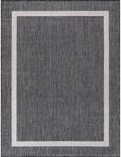 Luul Home Bordered Outdoor Rug 8x10 Washable Outside Carpet for Indoor Patio Porch Waterproof Easy Cleaning Non Shedding Area Rugs Gray 8 x 10 - Image 3