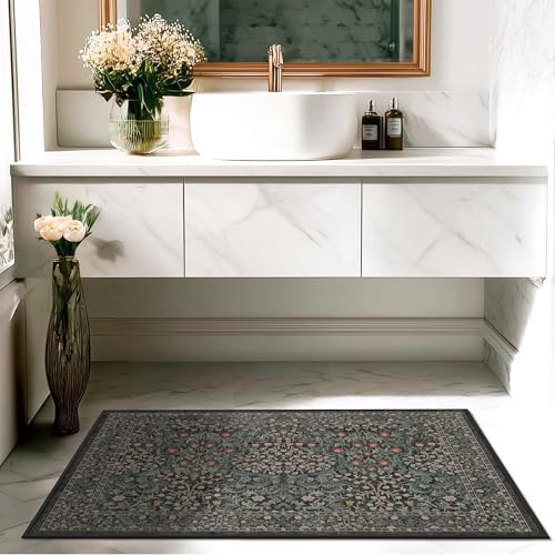entryway Rug 3×5 Washable Green Kitchen Small Rugs - Image 2